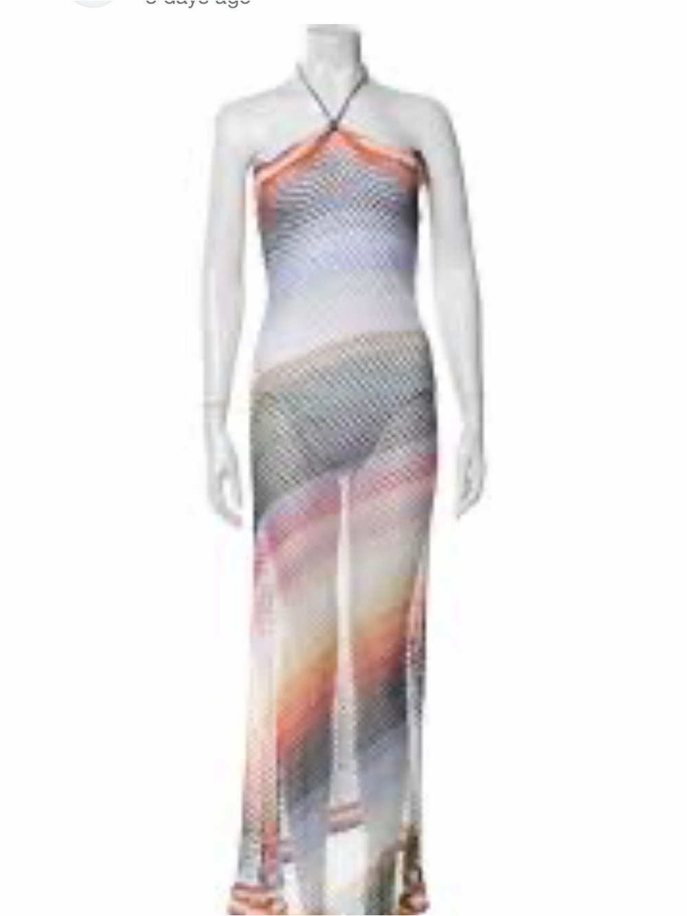 Multicolor Crochet Mesh Maxi Dress - Rainbow Stripes - Picture 6 of 7